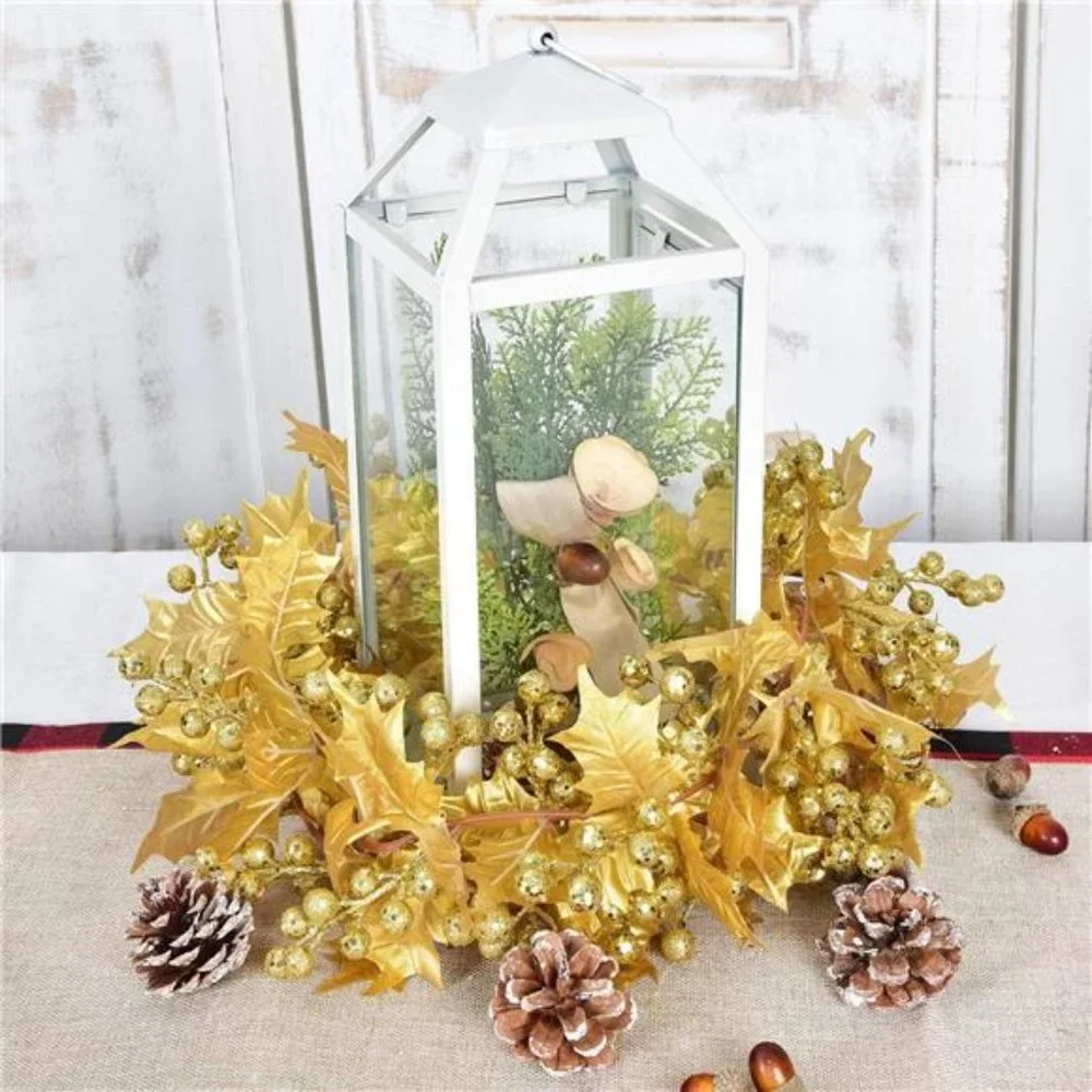 6FT Gold Berry Christmas Garland, Flexible Artificial for Indoor Outdoor Home